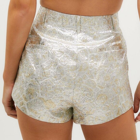 Nasty Gal Premium Tailored Jacquard Metallic Shorts US Size 10 NWT - Picture 3 of 4